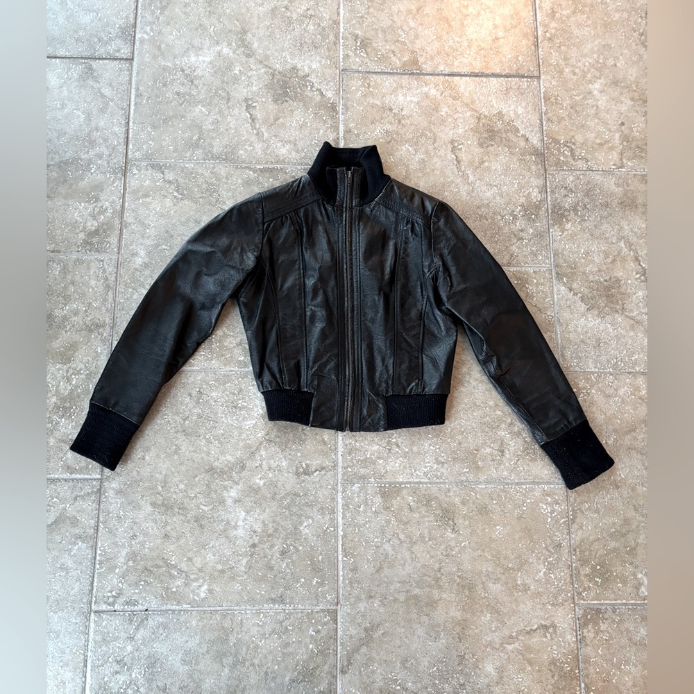 TEX by MAX AZRIA - BLACK LEATHER JACKET -  Size Small